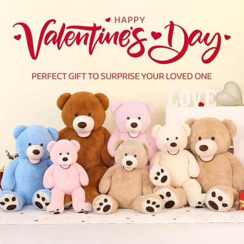 DOLDOA Giant Teddy Bear Plush Gift for Baby Shower, Life Size Stuffed Animal with Footprints, Dark Brown