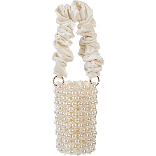 YUSHINY Women Faux Pearl Beaded Evening Pleuche Bucket Handle Bags with Velvet Lining for Wedding Party