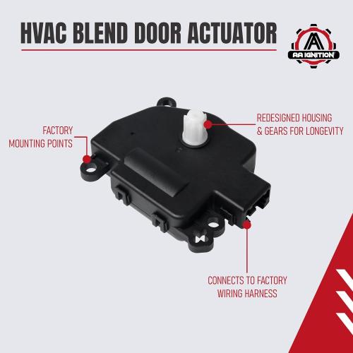 HVAC Air Blend Door Actuator Replacement by AA Ignition - Compatible with Chrysler, Dodge, Jeep, Ram - Avenger, Sebring, Caliber, Journey, Compass, Patriot, Wrangler, ProMaster - 604-029, 68018109AA