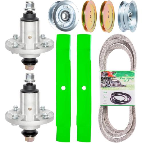 42 Inch Mower Deck Rebuild Kit Fit for John Deere LA145 LA120 LA125 D110 D130 D125 LA105 42 inch Tractor Parts Spindle GY21098 Blade AM13732 Idler Pulley GY20629 GY20067 Pulley GX20367 Belt GX20072