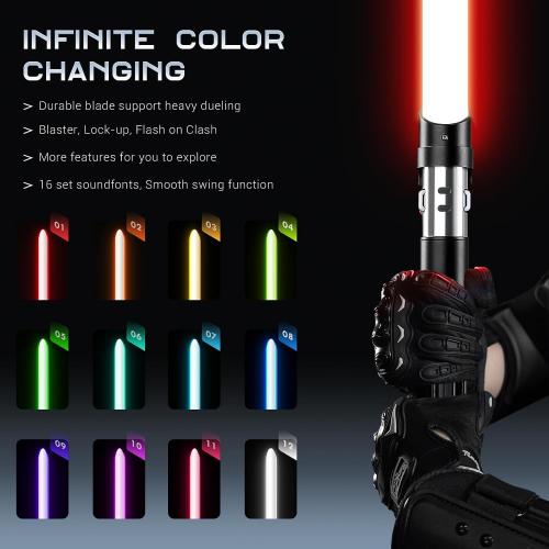 SaberLabs Lightsaber with Bluetooth App, Smooth Swing, 16 Sound Fonts, 3 Light Effects, Infinite Color Change and Motion Control. Light Saber for Adults and Cosplay. (RGB-DV)