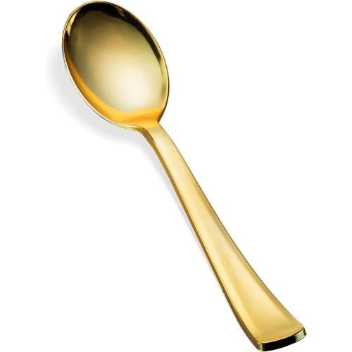 300 Gold Disposable Plastic Flatware Set - 100 Forks, 100 Spoons, 100 Knives - Heavy Duty Silverware for Party Bulk