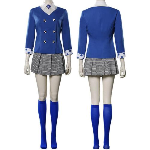 Heather Chandler Cosplay Costume Red and Blue Ouit with Wig Music Stage Performance School Uniform Dress Suit