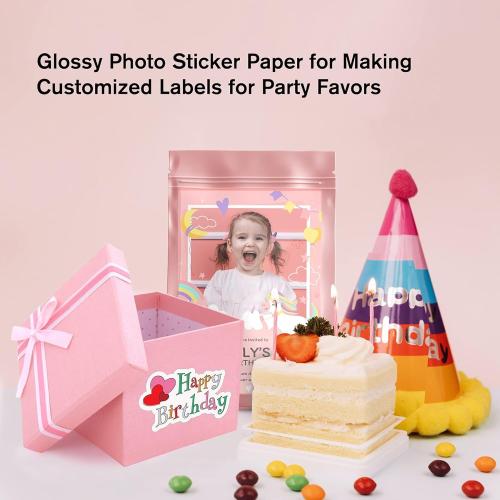 Koala Printable Glossy Sticker Paper for Inkjet Printer, 120 Sheets