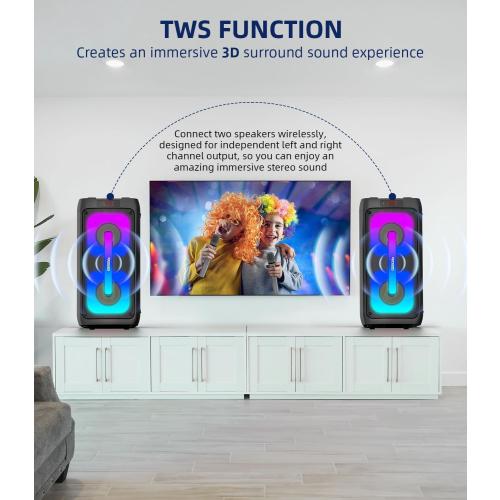 Karaoke Machine for Adults, Bluetooth Speaker with 2 Wireless Microphones, Portable PA System with Dicso Lights for Big Pary, Stage Subwoofers, Outdoor, Ideal Gifts for Family, Music Lover