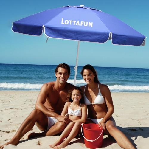 6ft Beach Umbrella - Heavy Duty Wind Resistant UV 50  Portable Sun Shade with Sand Anchor & Carry Bag, Outdoor Folding Umbrella for Beach, Pool, Patio, Garden (Dark Blue)