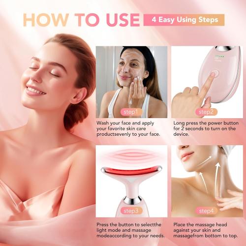 Red-Light-Therapy-for-Face, Facial Massager Wand Tool  (Pink)