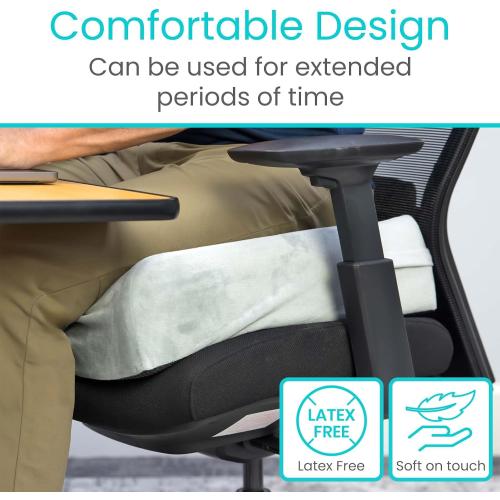 Vive Seat and Chair Cushion - Easy Rise for Elderly for Office, Wheelchair, Desk, Car & Couch - For Computer Use - Foam Sofa Pad With Cover - For Adults/Seniors - Relief for Back, Tailbone or Sciatica