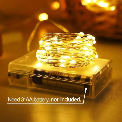 YAOZHOU Christmas Decorations Warm White Fairy String Lights, Battery Operated with Timer, 2 Pack Total 33FT 100 Led Mini Battery Powered Mason Jar Waterproof Firefly Lights DIY Party