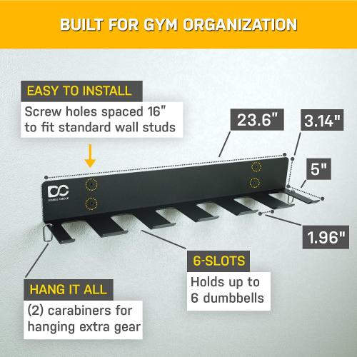 Double Circle Gym Rack Organizer, Multi-Purpose Workout Gear Wall Rack Hanger for Home and Pro Gym Storage for Exercise Bands, Jump Ropes, Chains, Lifting Belts