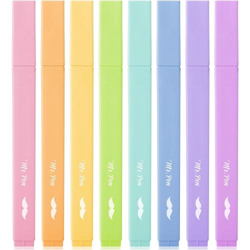 Mr. Pen- Aesthetic Highlighters No Bleed, 8 Pack, Assorted Colors | Chisel Tip, Cute Highlighters Assorted Colors for Journaling, Highlighting, Underlining, Fast Dry, Back to School Supplies