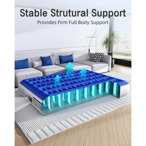 Xsleep Queen Air Mattress with Built in Pump Luxurious Comfort Raised Inflatable Mattress Queen Airbed Blow Up Mattress for Home and Guests Air Bed 2 Mins Fast Inflate/Deflate 660 lbs Max
