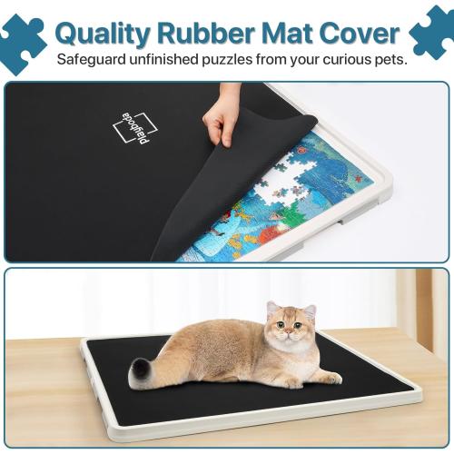 1500 Pieces Rotating Plastic Puzzle Board with Drawers and Cover, 35x27 Portable Spinning Jigsaw Puzzle Table for Adults, Upgraded Lazy Susan, Ideal Gift for Mum