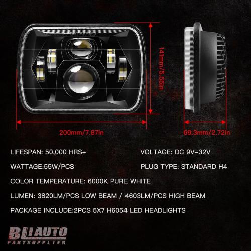 5x7 H6054 LED Headlights DOT Approved 7x6 Hi/Low Sealed Beam H5054 H6052 6053 69822 Headlight for Jeep XJ YJ MJ Tacoma Pickup Ford Probe Chevrolet S10 Blazer Express Van Truck SUV