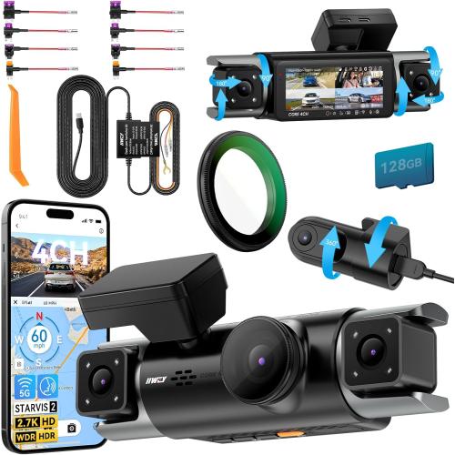 IIWEY C4 PRO 4-CH Dash Cam & Hardwire Kit & CPL Filter