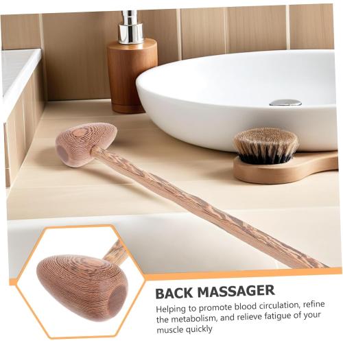 Horn Massage Hammer 16.92In Wooden Manual Massager Tool for Body Neck Feet with Trigger Point Therapy and Blood Circulation Relief