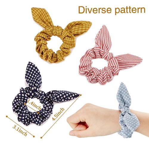 Yaomiao 12 Pcs Bow Scrunchies Bunny Ear Elastic Hair Ties Women,Wave Point