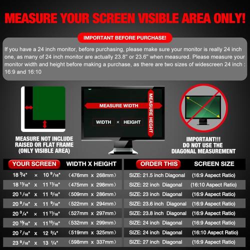 Computer Privacy Screen Filter for 27 Inch 16:9 Widescreen Monitor, Anti-Spy/Anti Glare Protector Office Accessories - WxH: 23 9/16 x 13 1/4 (598mm x 337mm) (Not for 27 16:10)