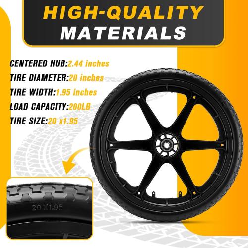 20 Flat Free Wheels Compatible with rubbermaid Wheelbarrow Tires (5/8 inch bearing)