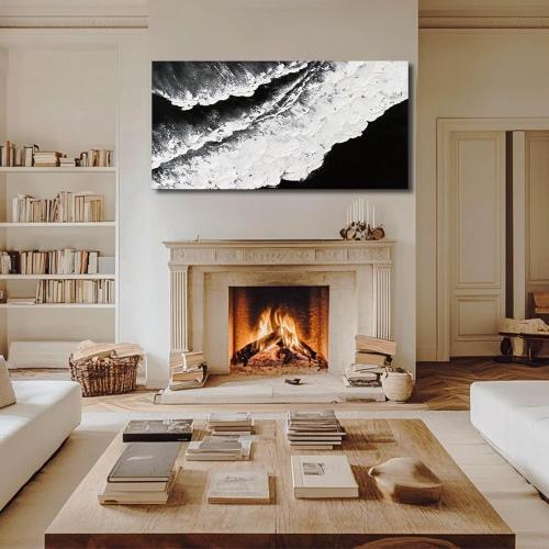 NBAODAN Abstract Wall Art Modern Artwork White Canvas Pictures Large Painting Textured Art 29x58 Black Office Wall Decor Home Decorations for Living Room
