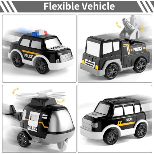 Bennol Toddler 5 in 1 Police Truck Toys for 1 2 3 4 5 Year Old Boys, Police Rescue Vehicles Car Trucks Bus Helicopter for Kids Ages 1-3 3-5, Car Toys for 1 2 3 4 5 Year Old Boys Girls Birthday Gifts
