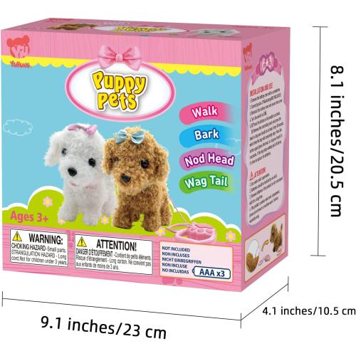 YH YUHUNG Walking and Barking Dog Toys for Kids with Remote Control Leash, Plush Electronic Pets Puppy Interactive Dog That Walk, Bark, Head Nod, Wags Tail(White)