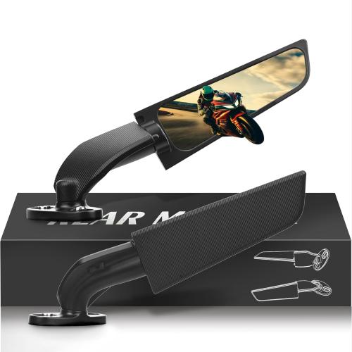 Aerodynamic Motorcycle Mirrors, 1 Pair Modified Racing Motorcycle Rearview Mirror,Wide Viewing Angle Wing Mirrors,360° Rotation for Sport Bikes - Honda Kawasaki Suzuki Yamaha (Small)