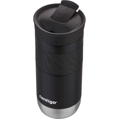 Contigo Byron Vacuum-Insulated Stainless Steel Travel Mug with Leak-Proof Lid Reusable Coffee Mug or Water Bottle BPA-Free 16oz Licorice Keeps Beverages Hot for 6 Hours or Cold for 12 Hours