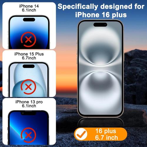 SIBEITU 3 Pack Screen Protector for iPhone 16 Plus with 3 Pack Camera Lens Tempered Glass Protector, 6.7 Inch HD Clear 9H Hardness Full Coverage, Scratch Resistent, Easy Installation, Bubbles Free