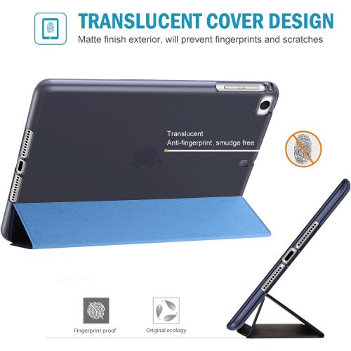 ProCase Slim Cover for iPad mini 5 Generation 2019/ Mini 4 3 2 1 (Old Model) 7.9 inch, Slim Soft TPU Back Cover Trifold Stand Folio Smart Case for iPad mini 5 4 3 2 1 -Navy