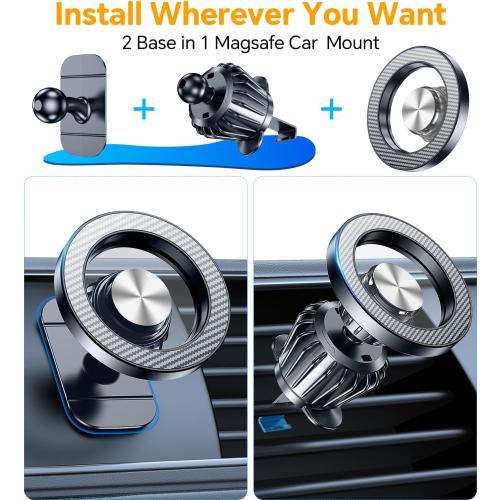 Kaistyle for Magsafe Car Mount【20 Strong Magnets】Magnetic Phone Holder for Car Phone Holder Mount Dash Mounted Holders Cell Phone Holders for Your Car Accessories for Women Men for iPhone 17 16 15 14