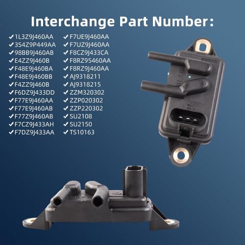 EGR Valve Pressure Feedback Sensor Replacement for Ford F-150 F-250 F-350 Ranger,Mercury,Lincoln Town Car，DPFE15, F77Z9J460AB, VP8T,F77Z9J460AB