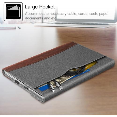 Fintie Case for 12.3 Inch Microsoft Surface Pro 7 Plus, Surface Pro 7/6/5/4/3 - Portfolio Business Cover with Pocket, Compatible with Type Cover Keyboard, Gray/Brown
