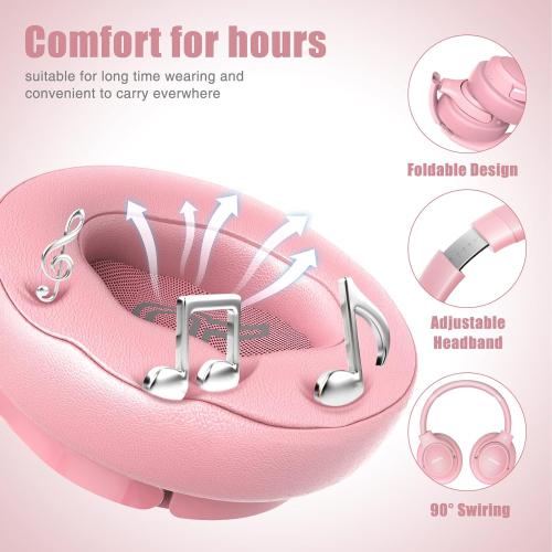BERIBES Bluetooth Headphones Over Ear, 65H Playtime and 6 EQ Music Modes Wireless Headphones with Microphone, HiFi Stereo Foldable Lightweight Headsets, Deep Bass for Home Office Cellphone PC Ect.