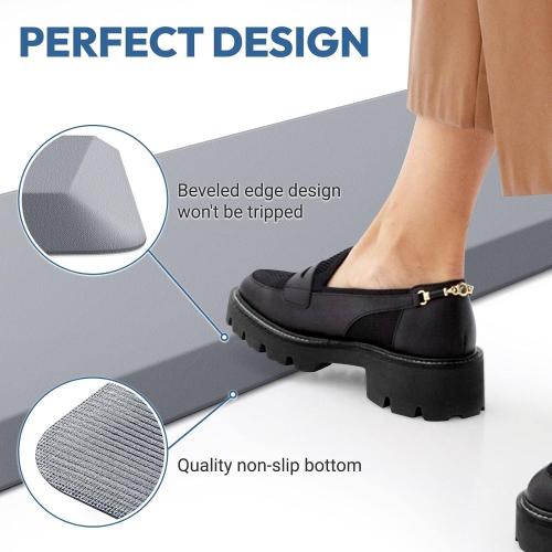 4/5 Inch Thick Kitchen Mat - Cushioned Anti Fatigue Mats for Kitchen Floor - Easy to Clean, Waterproof, Non-Slip Kitchen Rug for Sink, Office, Kitchen (30''x108'' Grey)
