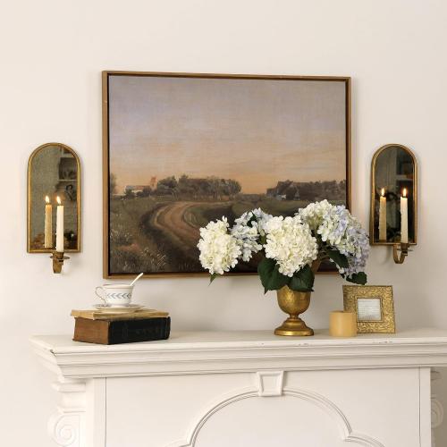 NIKKY HOME Gold Wall Candle Sconces Set of 2, Antique Mirrored Wall Taper Candle Holder - Vintage Elegant Metal Hanging Candlestick for Living Room, Bathroom, Dining Room and Office