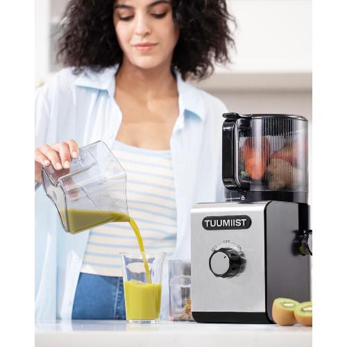 Cold Press Juicer Machine, 6.5 Large Feed Chute Masticating Extractor, Easy to Clean for Whole Fruits & Vegetables, High Yield