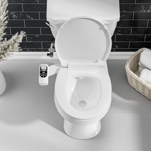SAMODRA Non-Electric Bidet - Self Cleaning Dual Nozzle (Frontal and Rear Wash) Fresh Water Bidet Toilet Seat Attachment with Independent Adjustable Water Pressure (Classic Black/Silver)