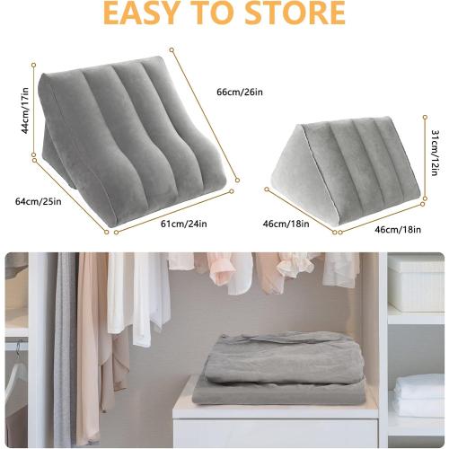 Inflatable Wedge Pillow Set for Sleeping, Bed Wedge Pillow Set for Travel, Post Surgery Pillow for After Surgery, Knee & Back Pain, Acid Reflux, GERD, Anti Snoring, Heartburn