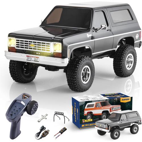 BEEZRC FMS 1/24 RC Crawler Officially Licensed Chevy K5 Blazer RC Car FCX24 RTR RC Pickup Truck SUV 4WD 2.4GHz Hobby RC Model 8km/h Mini car RC Off-Road Remote Control Car (Black)