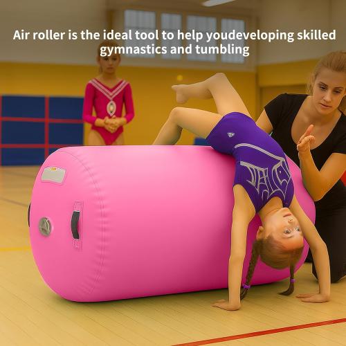 Gymnastics Mat,Air Roller Gymnastics Barrel,Gymnastics Tumble Track Air Track Tumbling Mat for Home Training/ Cheerleading/Gym/Training/Yoga/Beach/Water/Park Outdoor Use with Electric Air Pump MAY HAVE MISSING ACCESSORIES