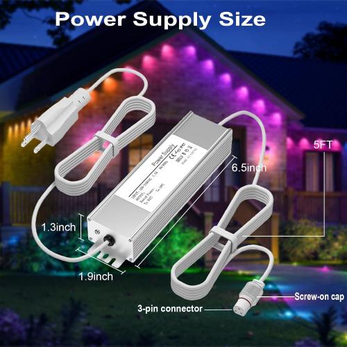 36V Waterproof Power Supply for Govee Permanent Outdoor Lights Only Compatible with Govee H705A H705B H705C Power Adapter Cord 3 Pin