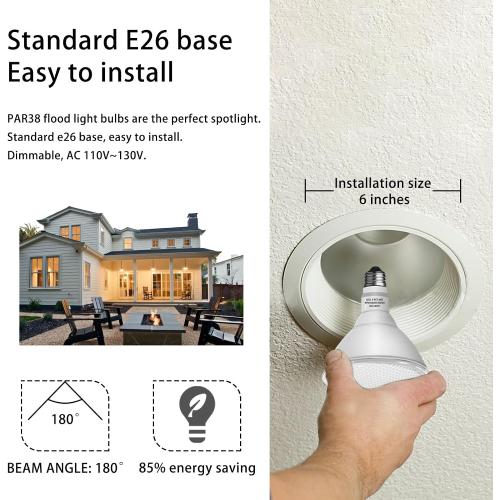 Gonhom Par38 led Flood Lights Outdoor Light Bulb,Dimmable 1800LM,20W Replace up to 200W,Outdoor Flood Light Bulbs for Backyard,Garage,Porch,Garden,2 Pack 5000K Daylight