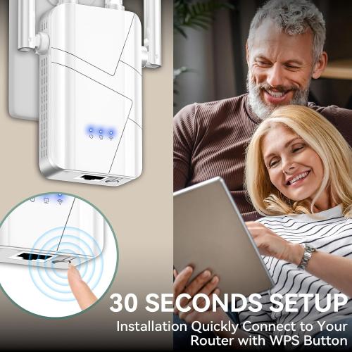 2026 WiFi Extender Signal Booster - up to 10000 sq.ft Coverage, Wireless Booster - Long Range Internet Repeater, WiFi Booster and Signal Amplifier w/Ethernet Port, 1-Tap Setup
