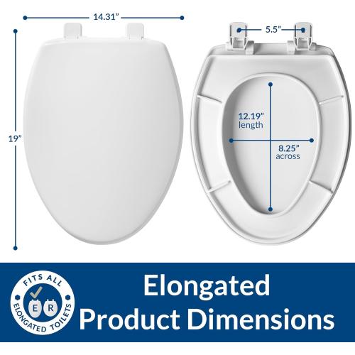 Mayfair Caswell Modern Slow Close Toilet Seat, Durable Plastic, Elongated, White