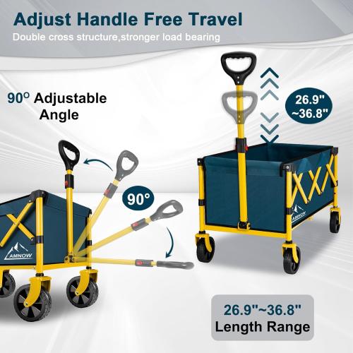 Collapsible Wagon Cart with Wheels Foldable, Folding Wagons Carts with Silent Universal Wheels, Large Grocery Cart On Wheels, Heavy Duty Utility Wagon for Shopping Beach Sports Fishing Camping, Green