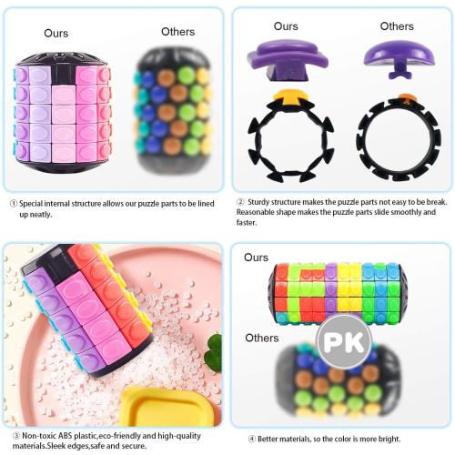 R.Y.TOYS Rotate and Slide Puzzle-Design Patent,Fidget Toys(Restore/Create)-12 Colors,5 Layers-Open Cover for Quick Play,Brain Teaser,Sensory Toys,Stocking Stuffers,Easter Basket Stuffers Essentials