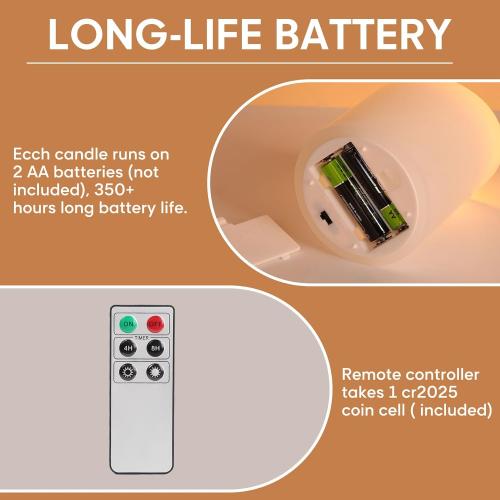 White Flameless Pillar Candles with Remote, LED Candles Battery Operated, Real Wax Electric Candles Flickering Set of 3