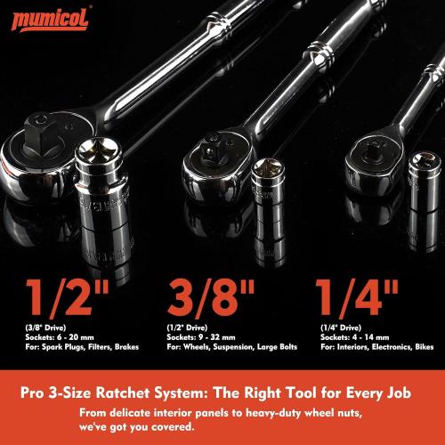 Mechanic Tool Set, Socket Set, 320-Pcs Professional Mechanics Tool Set & Metric and Standard Socket Set, 1/4″ 3/8″ 1/2″ Drive with 72-Tooth Ratchet, Car Mechanic Tool Kit for Automotive Repair‼️incomplete set‼️