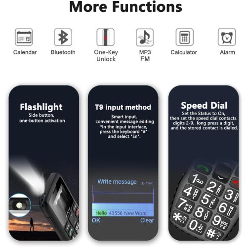 4G Big Button Cell Phone for Seniors丨VoLTE Unlocked Phones with SOS Button丨Hands-free丨Talking Numbers丨Charging Station丨Easy-to-Use Dumb Phone丨Large Font丨Speed Dial丨Bluetooth丨FM丨1800mAh - Black